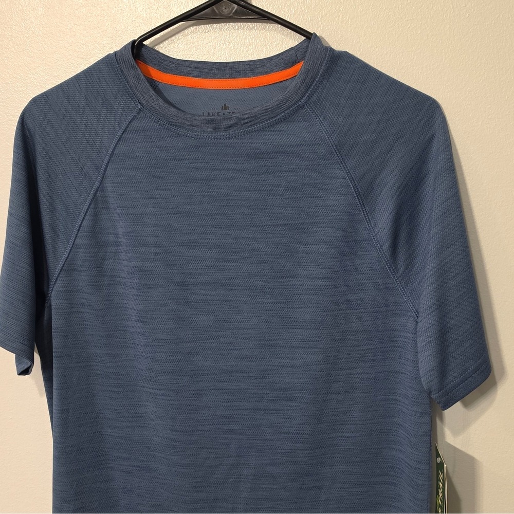 Lake & Trail Men's Activewear Mesh Stretch Crew Neck Raglan Tee Blue SS S #346